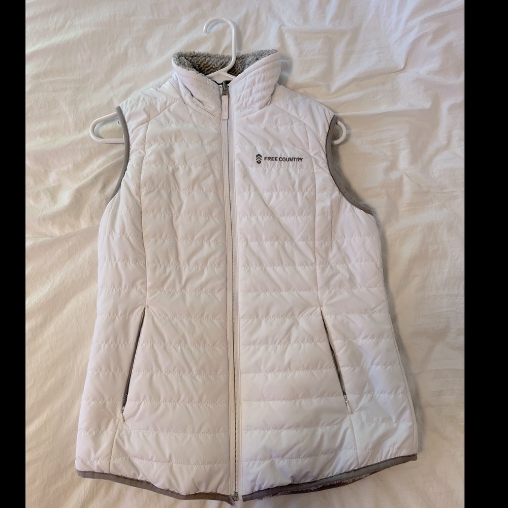 White Winter Zip Up Puffer Vest Free Country